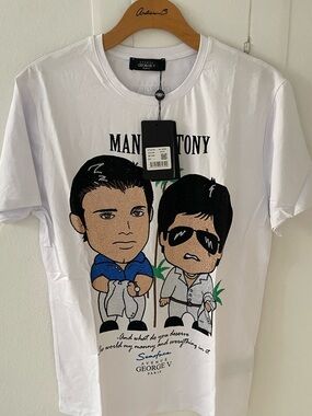 Avenue George V Paris  white T-Shirt Men's Tony Montana Scarface tee large NWT